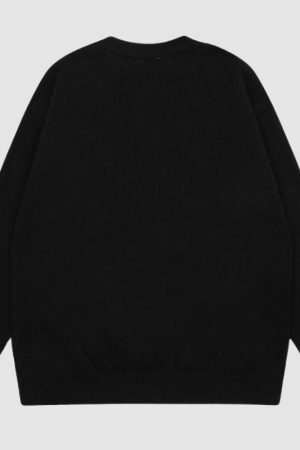 Style Core Aesthetics, New Style Trends Dragon Pattern Jacquard Letter Embroidered Sweater