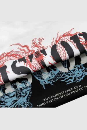 Style Core Aesthetics, New Style Trends Dragon Pattern Printed Tee