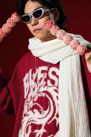 Style Core Aesthetics, New Style Trends Dragon-Themed Loose Knit Sweater