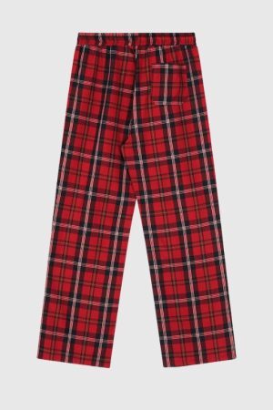 Style Core Aesthetics, New Style Trends Drawstring Plaid Casual Pants