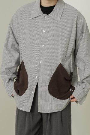 Style Core Aesthetics, New Style Trends Drawstring Pocket Stripe Shirts