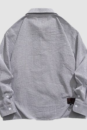 Style Core Aesthetics, New Style Trends Drawstring Pocket Stripe Shirts