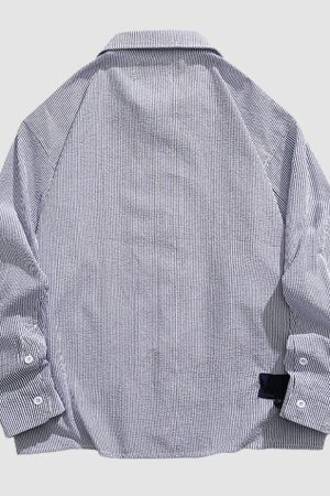 Style Core Aesthetics, New Style Trends Drawstring Pocket Stripe Shirts