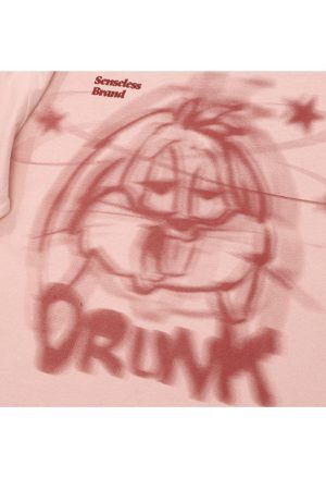 Style Core Aesthetics, New Style Trends Drunk Cartoon Print Tee