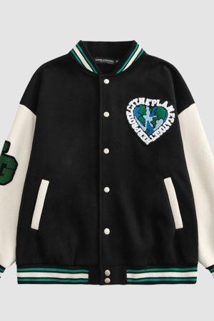 Style Core Aesthetics, New Style Trends Earth Embroidered Varsity Jackets