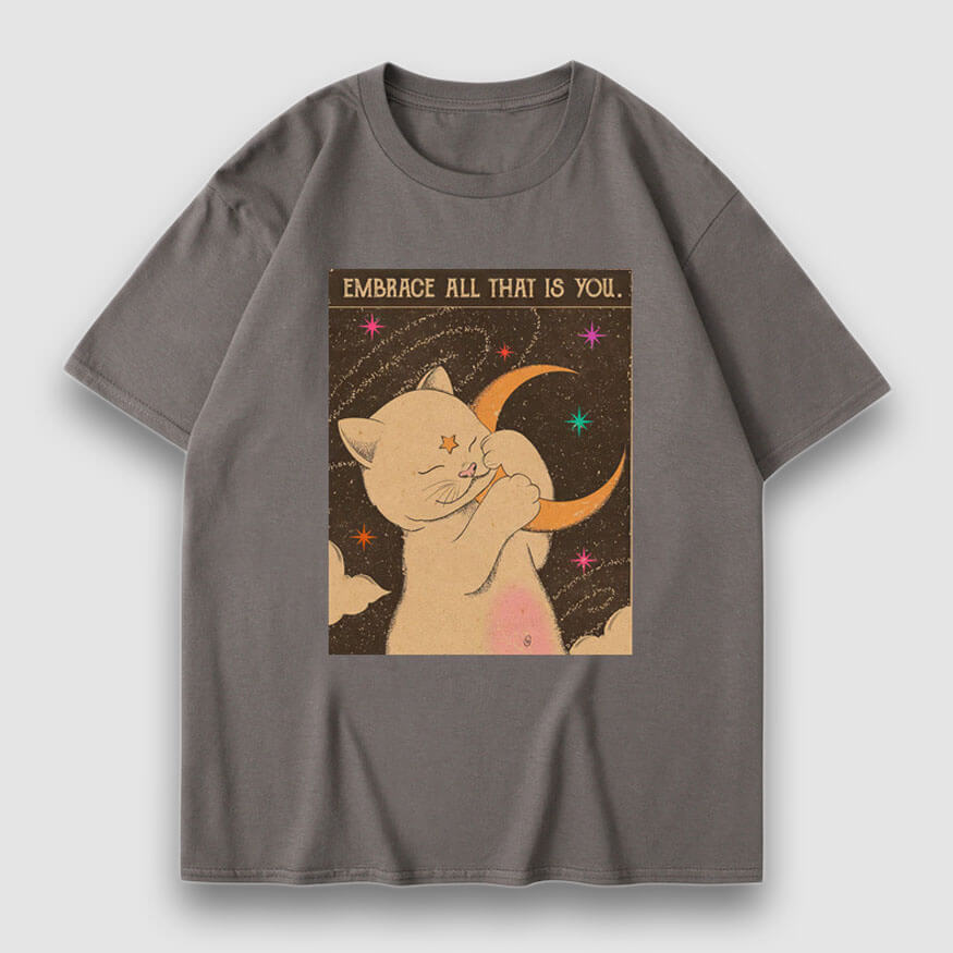 Style Core Aesthetics, New Style Trends Embrace Moon Cartoon Print Tee