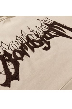 Style Core Aesthetics, New Style Trends Embroidered Alphabet Loose Hoodie