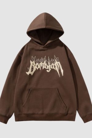 Style Core Aesthetics, New Style Trends Embroidered Alphabet Loose Hoodie