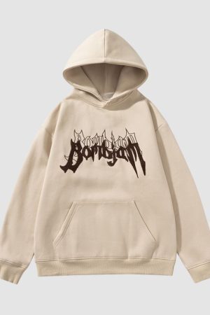 Style Core Aesthetics, New Style Trends Embroidered Alphabet Loose Hoodie