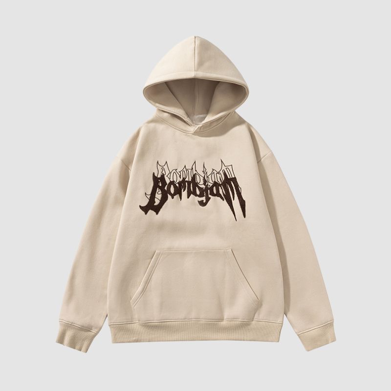 Style Core Aesthetics, New Style Trends Embroidered Alphabet Loose Hoodie