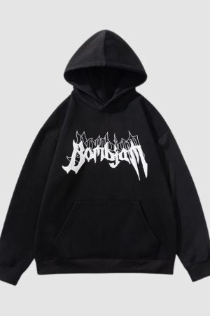 Style Core Aesthetics, New Style Trends Embroidered Alphabet Loose Hoodie