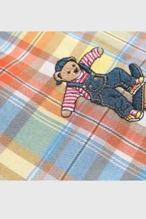 Style Core Aesthetics, New Style Trends Embroidered Bear Plaid Shirt