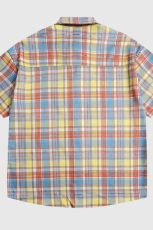 Style Core Aesthetics, New Style Trends Embroidered Bear Plaid Shirt