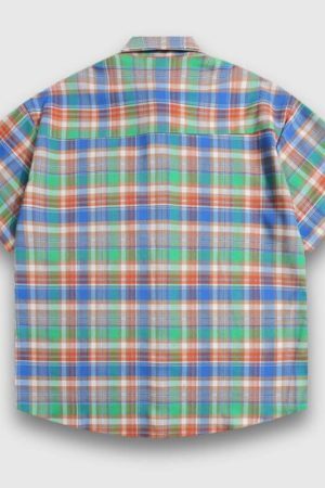 Style Core Aesthetics, New Style Trends Embroidered Bear Plaid Shirt