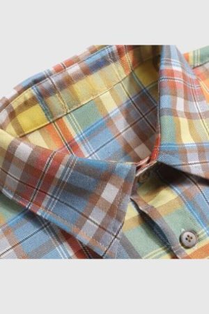 Style Core Aesthetics, New Style Trends Embroidered Bear Plaid Shirt