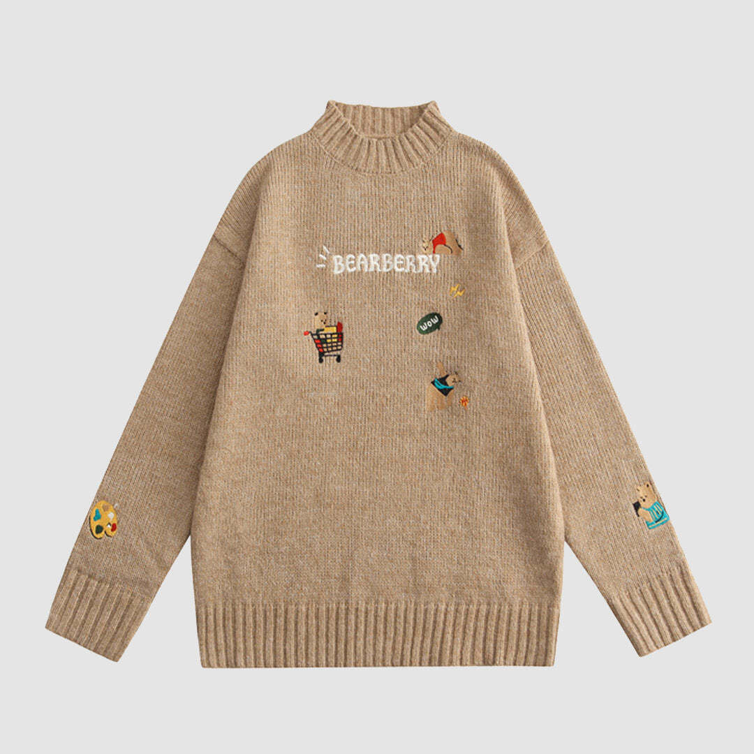 Style Core Aesthetics, New Style Trends Embroidered Bear Sweater