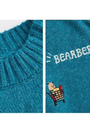 Style Core Aesthetics, New Style Trends Embroidered Bear Sweater