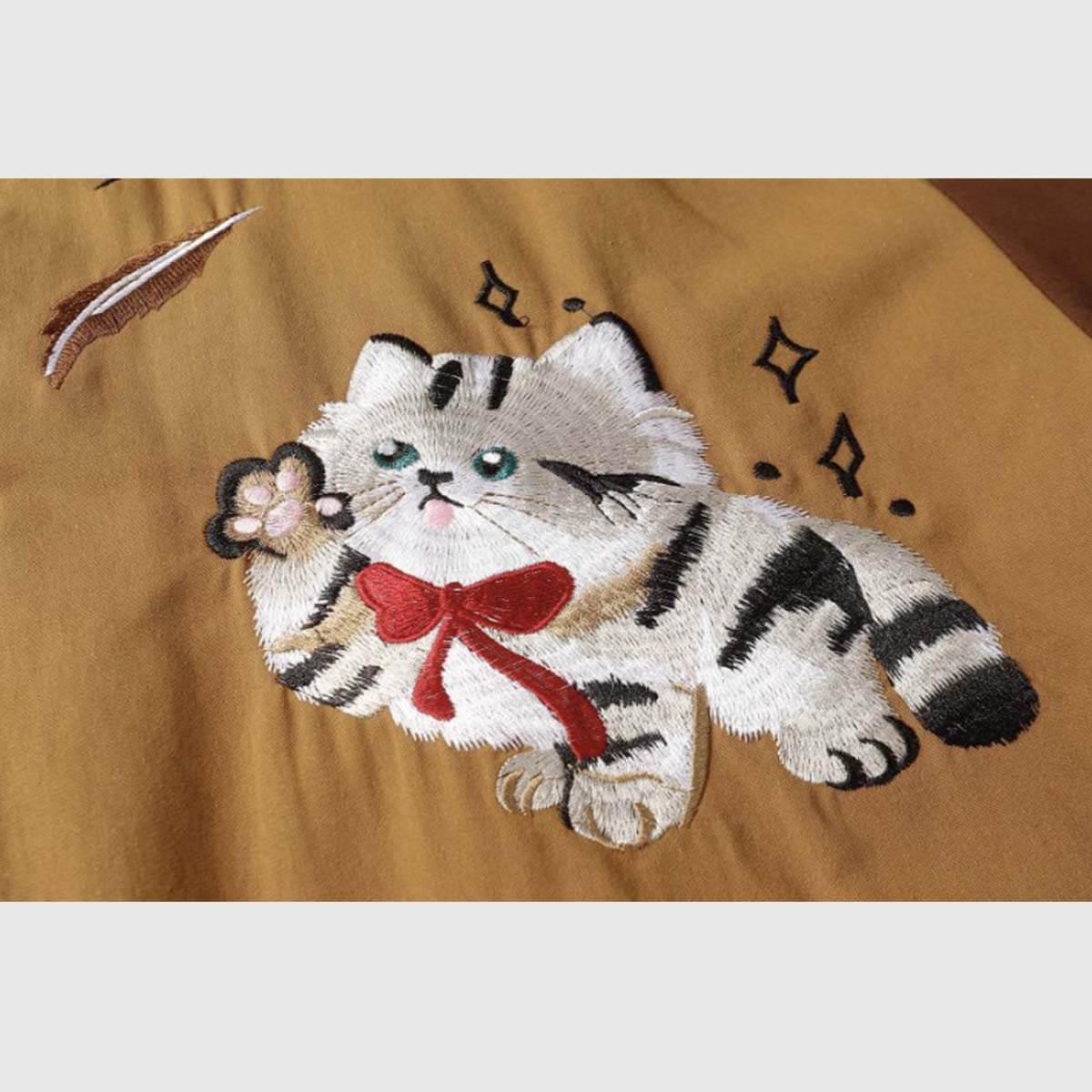 Style Core Aesthetics, New Style Trends Embroidered Cat Cotton Shirt Style Core Aesthetics, New Style Trends Embroidered Cat Cotton Shirt