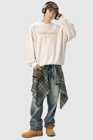 Style Core Aesthetics, New Style Trends Embroidered Oversized  Sweatshirt