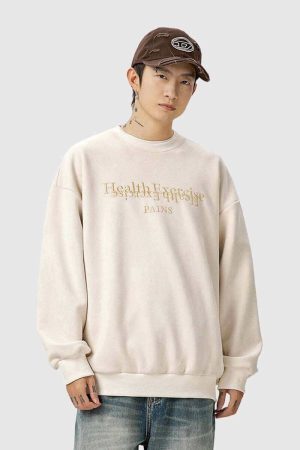 Style Core Aesthetics, New Style Trends Embroidered Oversized  Sweatshirt