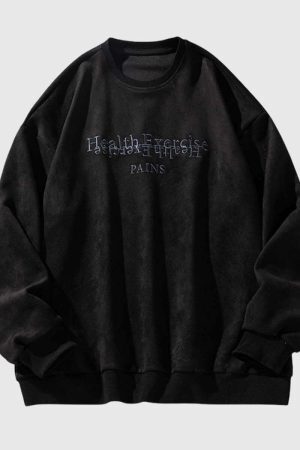 Style Core Aesthetics, New Style Trends Embroidered Oversized  Sweatshirt
