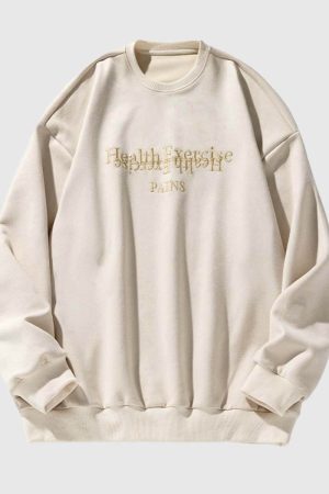 Style Core Aesthetics, New Style Trends Embroidered Oversized Sweatshirt