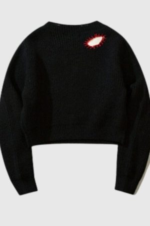 Style Core Aesthetics, New Style Trends Embroidered Patchwork Cute Short Knit Sweater