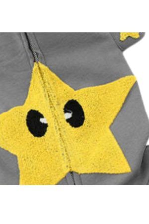 Style Core Aesthetics, New Style Trends Embroidered Print Hooded Zip-Up Sweatshirt