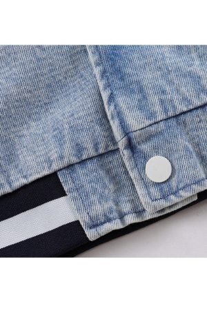 Style Core Aesthetics, New Style Trends Embroidery Patchwork Denim Baseball Jacket