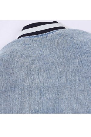 Style Core Aesthetics, New Style Trends Embroidery Patchwork Denim Baseball Jacket