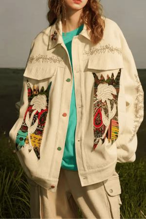 Style Core Aesthetics, New Style Trends Ethnic Floral Patchwork Jacket