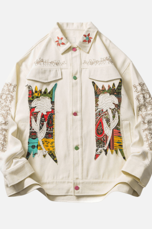 Style Core Aesthetics, New Style Trends Ethnic Floral Patchwork Jacket