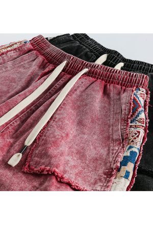 Style Core Aesthetics, New Style Trends Ethnic Patchwork Drawstring Shorts