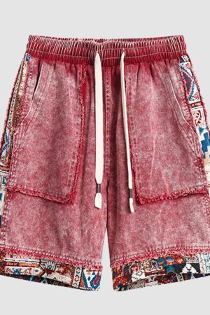 Style Core Aesthetics, New Style Trends Ethnic Patchwork Drawstring Shorts