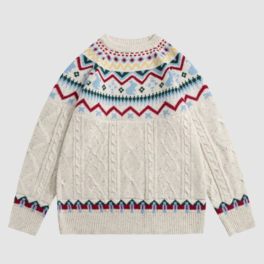 Style Core Aesthetics, New Style Trends Ethnic Style Rabbit Pattern Sweater