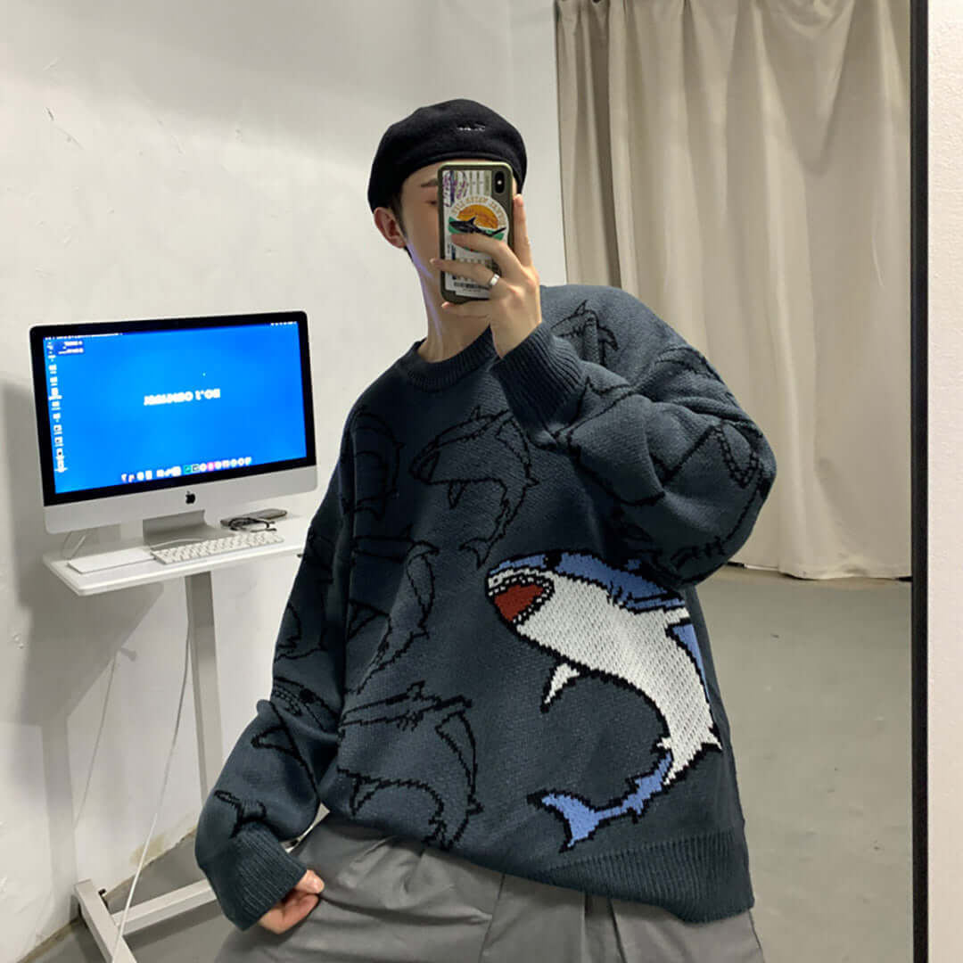 Style Core Aesthetics, New Style Trends Fantasy Shark Knit Sweater