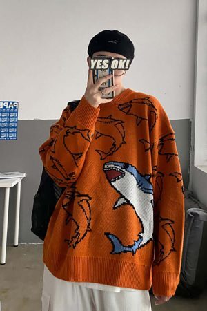 Style Core Aesthetics, New Style Trends Fantasy Shark Knit Sweater