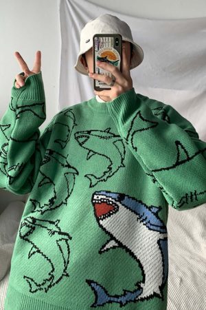 Style Core Aesthetics, New Style Trends Fantasy Shark Knit Sweater