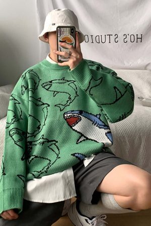 Style Core Aesthetics, New Style Trends Fantasy Shark Knit Sweater