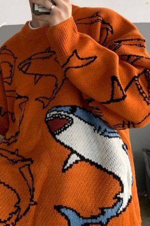 Style Core Aesthetics, New Style Trends Fantasy Shark Knit Sweater