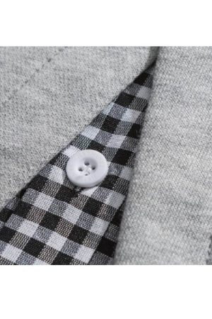 Style Core Aesthetics, New Style Trends Faux Layered Checkered Collared Sweatshirt