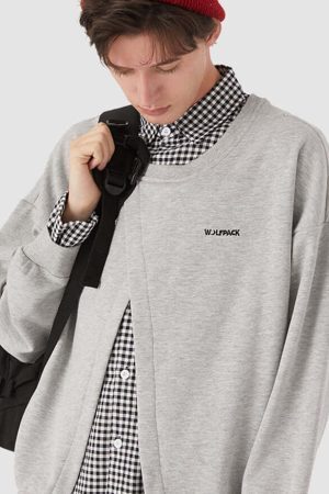 Style Core Aesthetics, New Style Trends Faux Layered Checkered Collared Sweatshirt