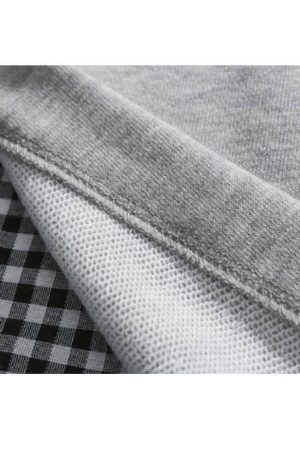 Style Core Aesthetics, New Style Trends Faux Layered Checkered Collared Sweatshirt