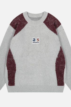 Style Core Aesthetics, New Style Trends Faux Mink Fuzzy Colorblock Sweater