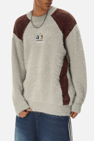 Style Core Aesthetics, New Style Trends Faux Mink Fuzzy Colorblock Sweater