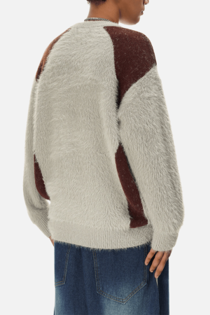 Style Core Aesthetics, New Style Trends Faux Mink Fuzzy Colorblock Sweater