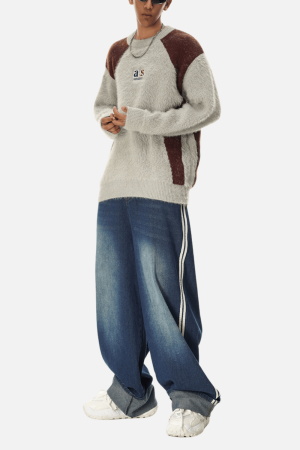 Style Core Aesthetics, New Style Trends Faux Mink Fuzzy Colorblock Sweater