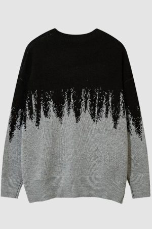 Style Core Aesthetics, New Style Trends Flame Checkerboard Heart Pattern Sweater