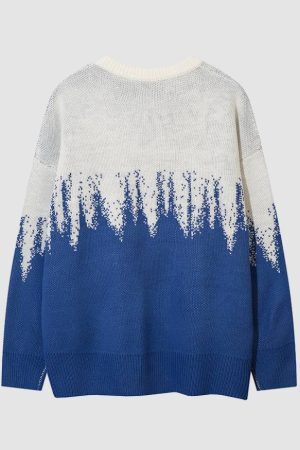 Style Core Aesthetics, New Style Trends Flame Checkerboard Heart Pattern Sweater