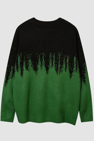 Style Core Aesthetics, New Style Trends Flame Checkerboard Heart Pattern Sweater